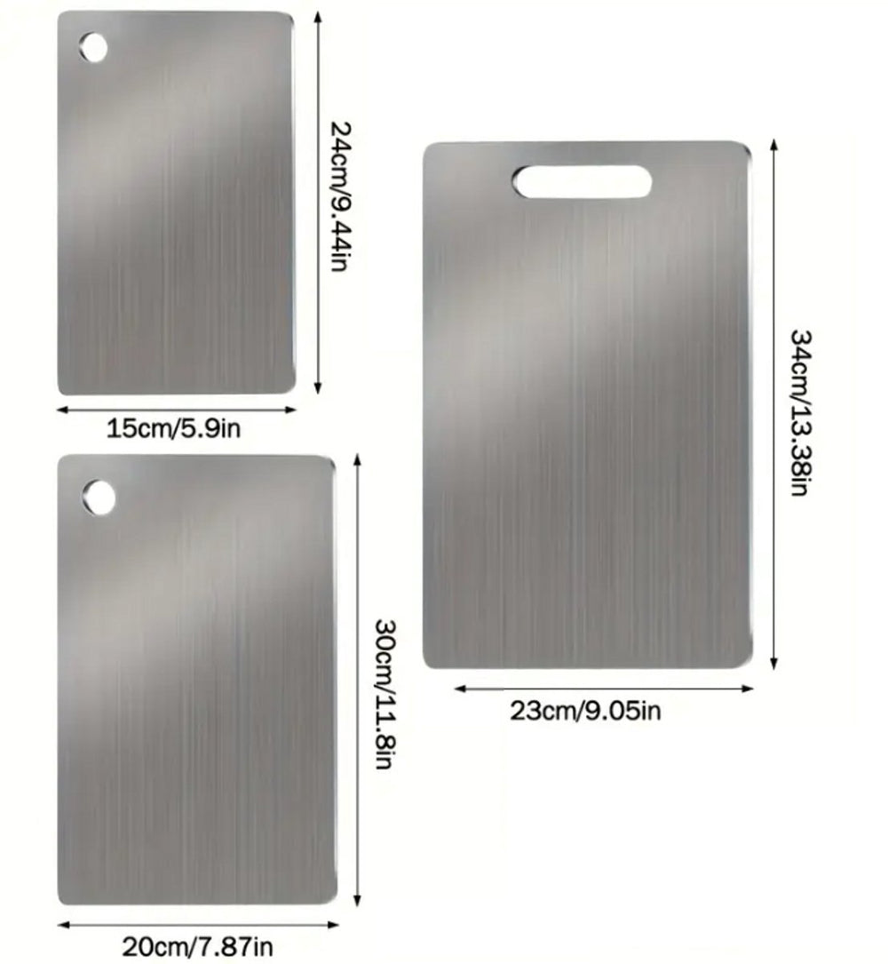 RVS Snijplanken Set – Antibacterieel en Vaatwasserbestendig – 3-delig Titanium Look