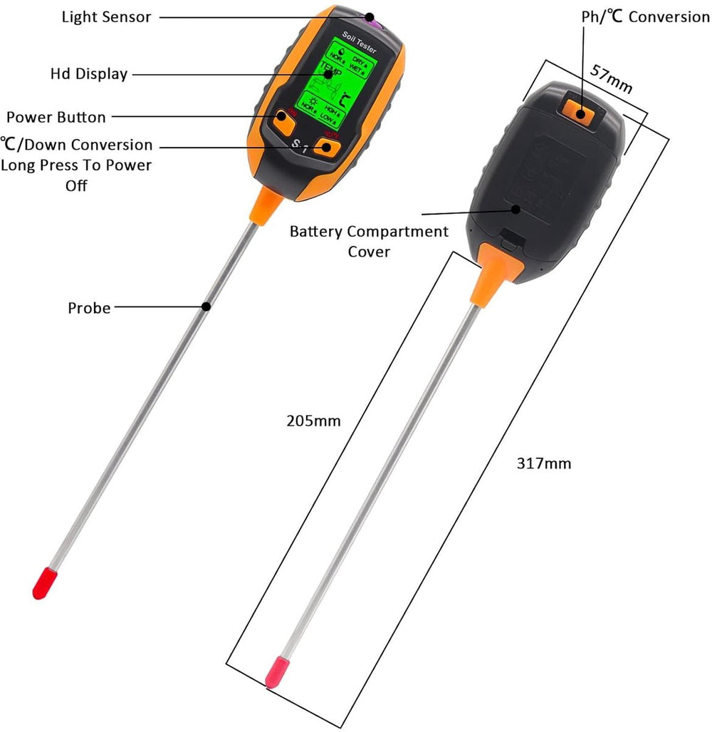 Digitale Bodemtester voor Tuin en Planten – 6-in-1
