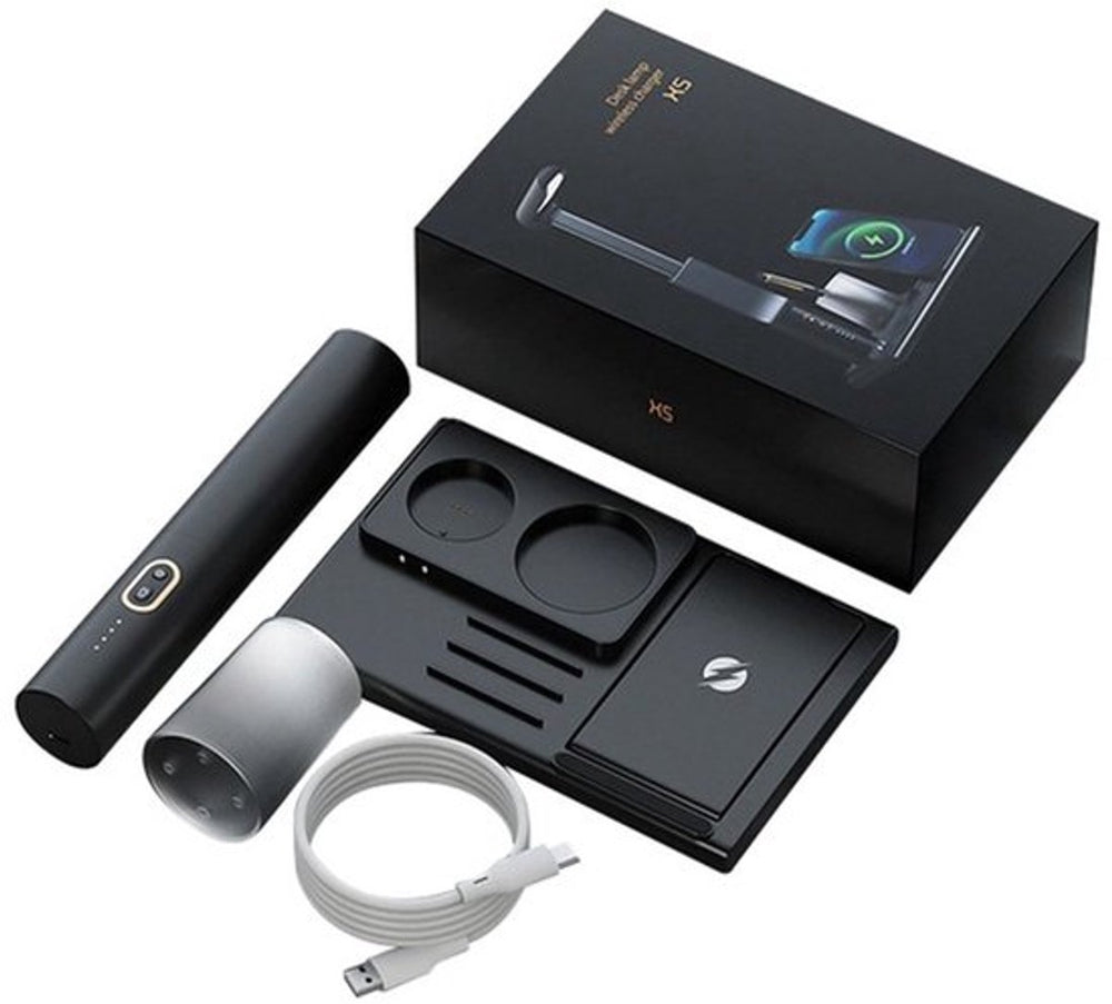 LED Bureaulamp met Draadloze Oplader en Organizer – 20W Instelbaar Licht