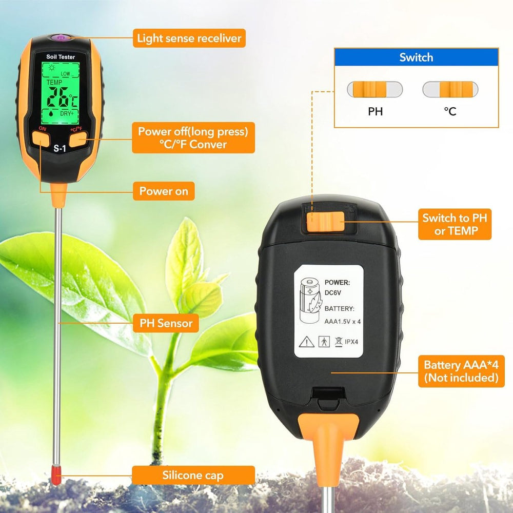 Digitale Bodemtester voor Tuin en Planten – 4-in-1 Deluxe