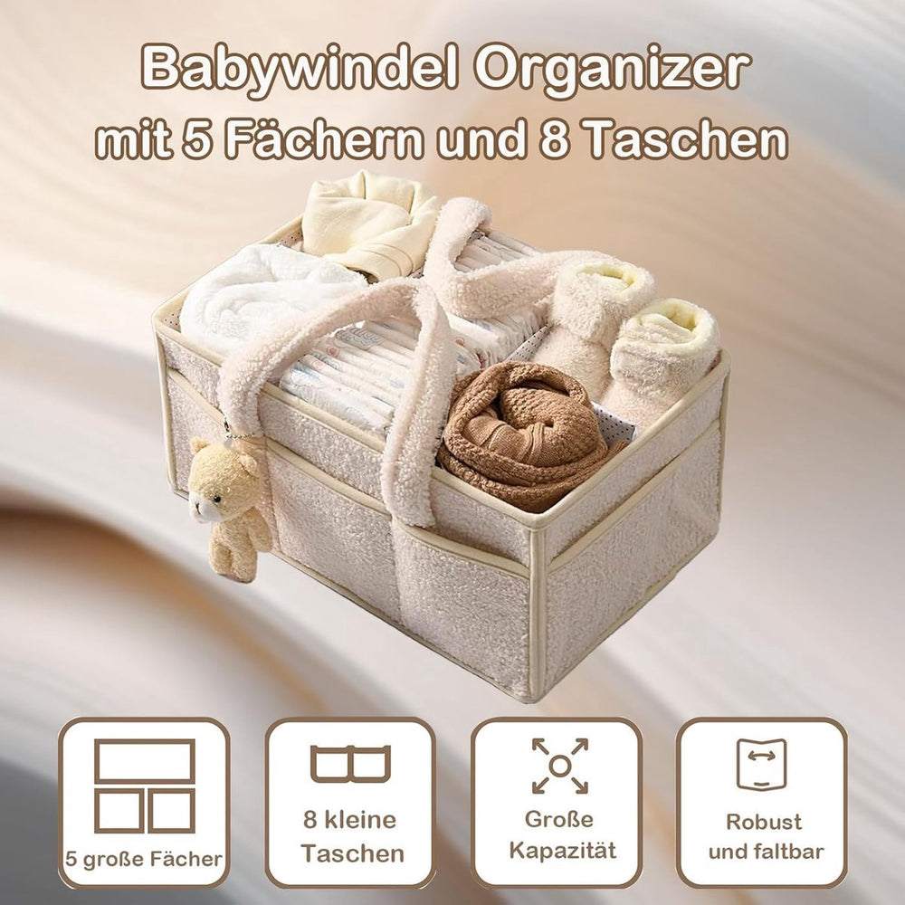 Pluche Luiermand Organizer met Verdelers – Beige