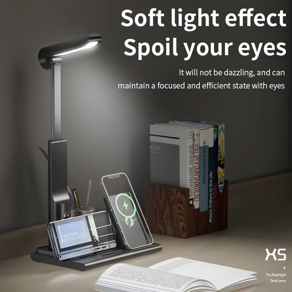 LED Bureaulamp met Draadloze Oplader en Organizer – 15W