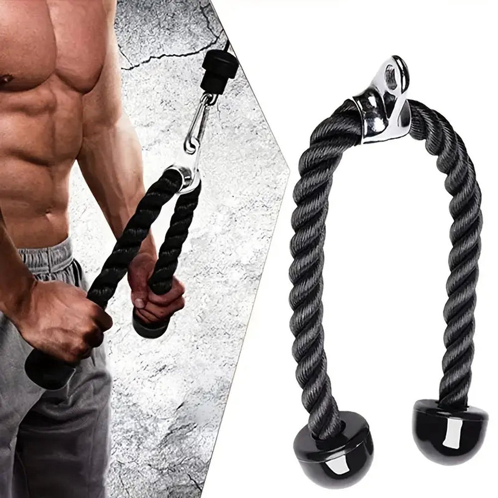 Tricep Rope 70 cm Gevlochten Nylon – Zwart