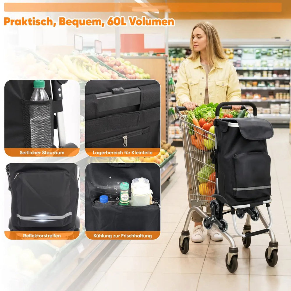 Opvouwbare Boodschappentrolley 60 L met Koelvak