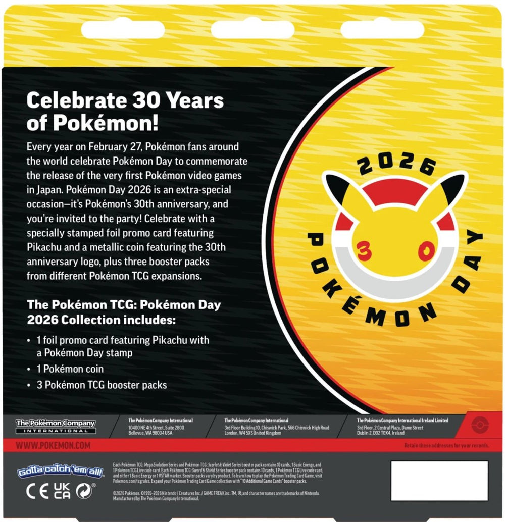 Pokémon TCG Pokémon Day 2026 Collection – 3 Booster Packs + Pikachu Promo