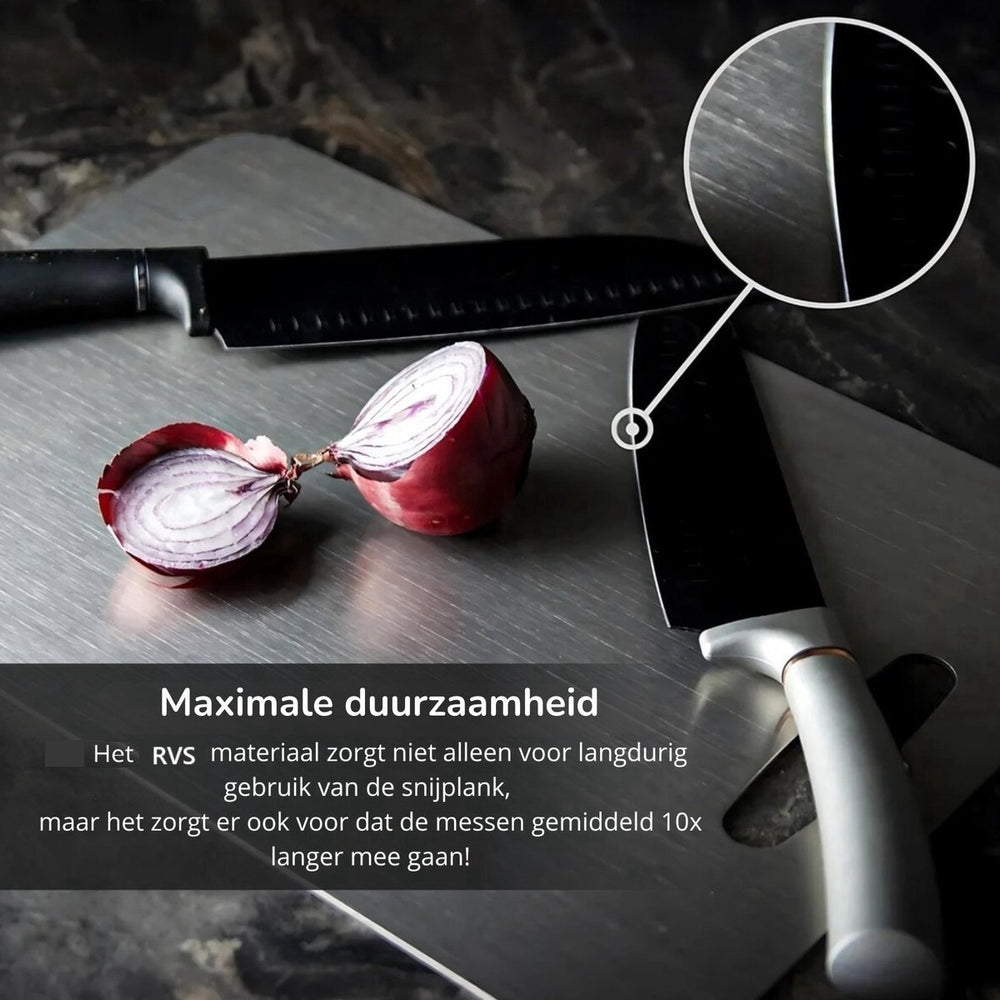 RVS Snijplanken Set – Antibacterieel en Vaatwasserbestendig – 3-delig Titanium Look