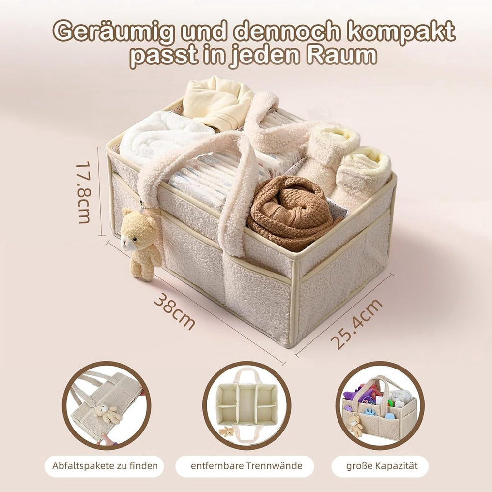 Pluche Luiermand Organizer met Verdelers – Beige