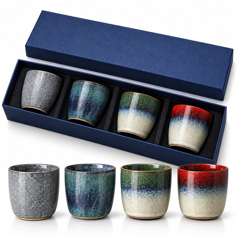 Keramische Koffiekopjes Set van 4 in Geschenkdoos – Design 5