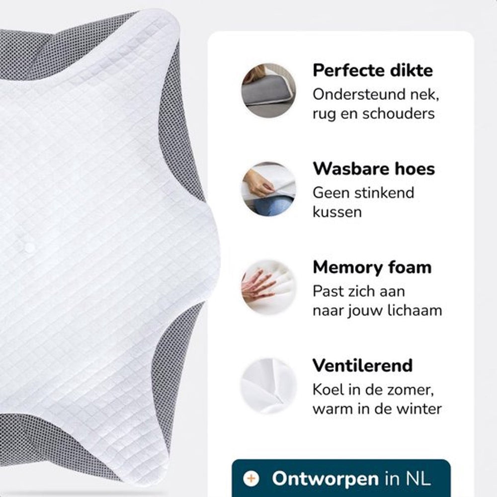 Anti-Snurk Vlinderkussen van Memory Foam – 2026 Model met Extra Sloop