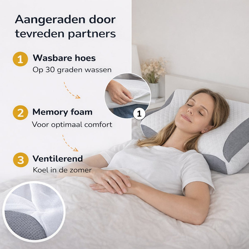Anti-Snurk Vlinderkussen van Memory Foam – 2026 Model met Extra Sloop