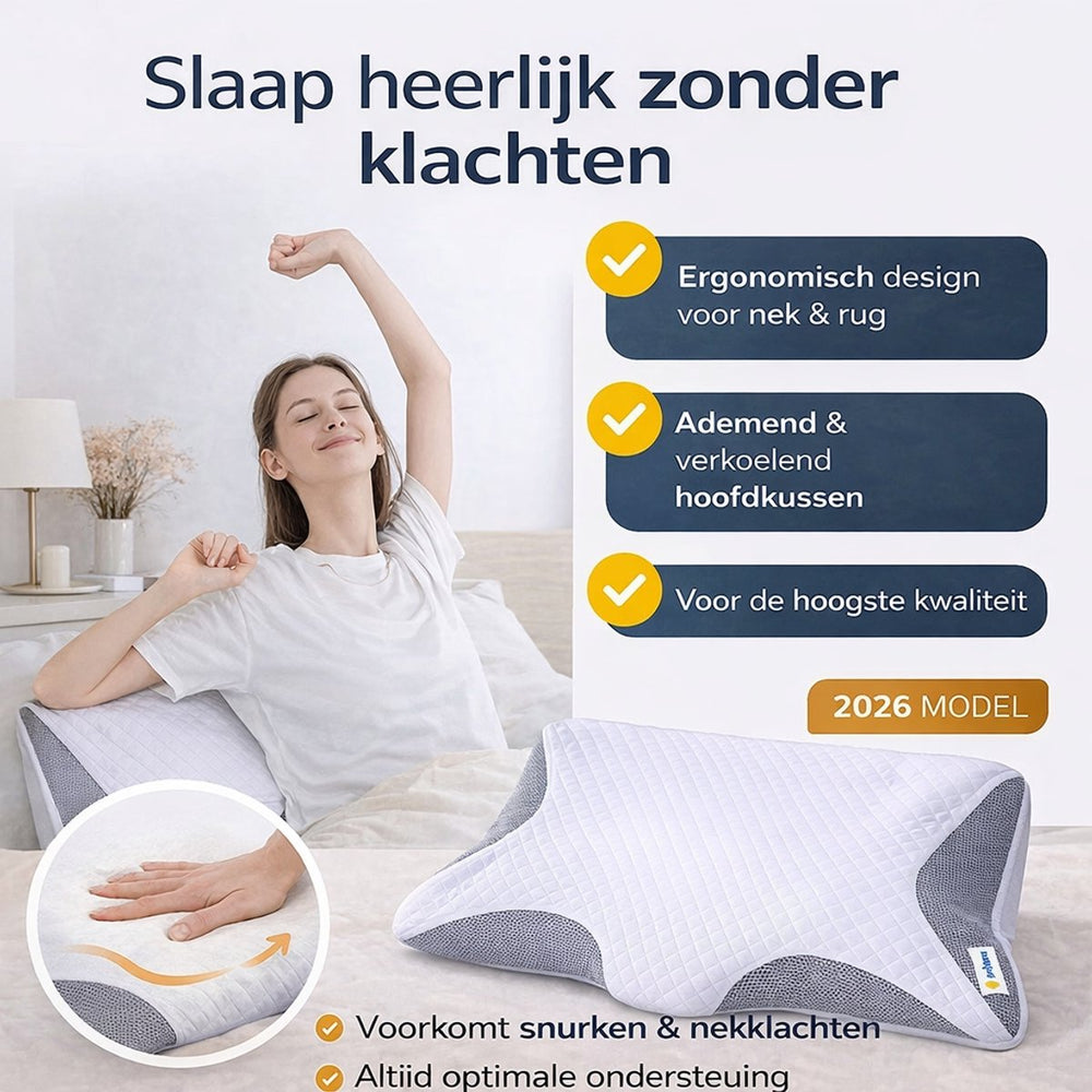 Anti-Snurk Vlinderkussen van Memory Foam – 2026 Model met Extra Sloop
