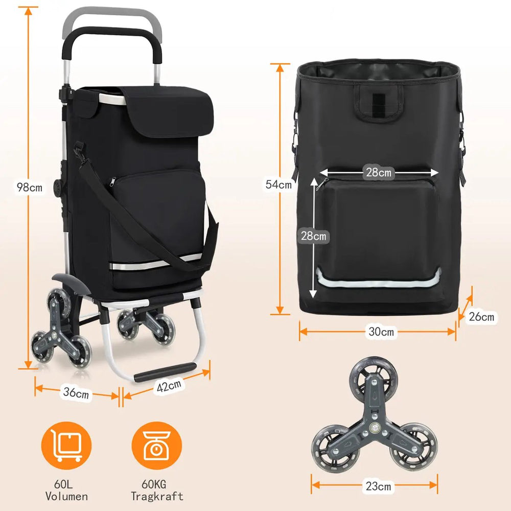 Opvouwbare Boodschappentrolley 60 L met Koelvak