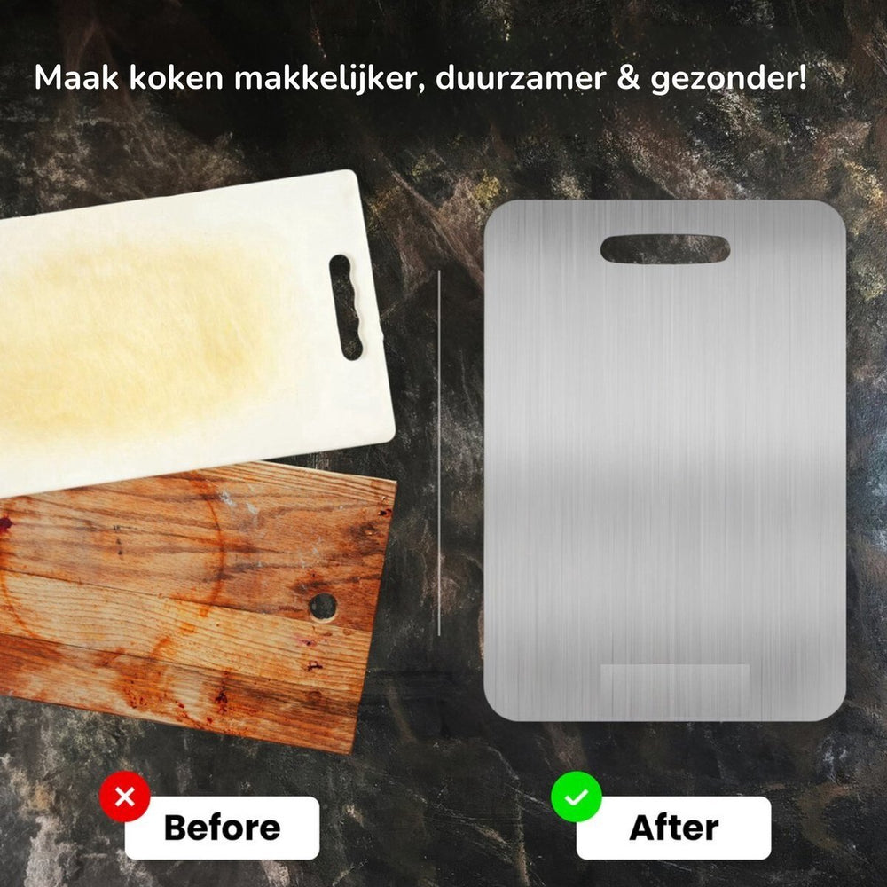 RVS Snijplanken Set – Antibacterieel en Vaatwasserbestendig – 3-delig Titanium Look