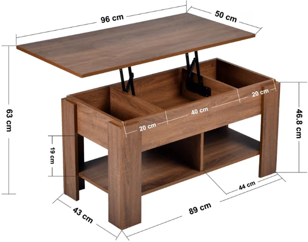 Salontafel met Lift-Top en Opbergruimte