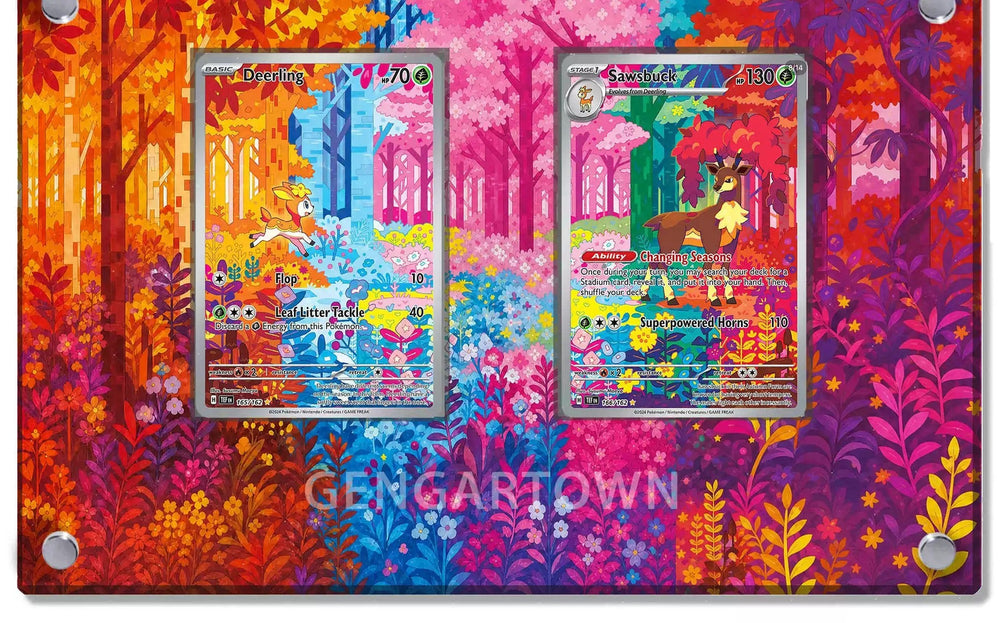 Deerling & Sawsbuck – Kaarthouder met achtergrond voor 2 kaarten