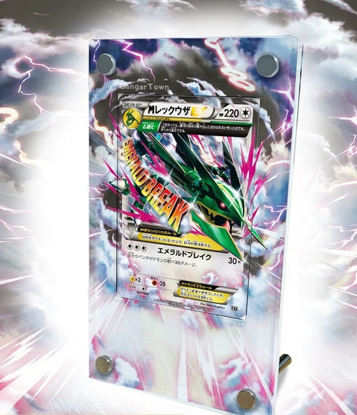 M Rayquaza EX (25 jaar) – Kaarthouder met achtergrond