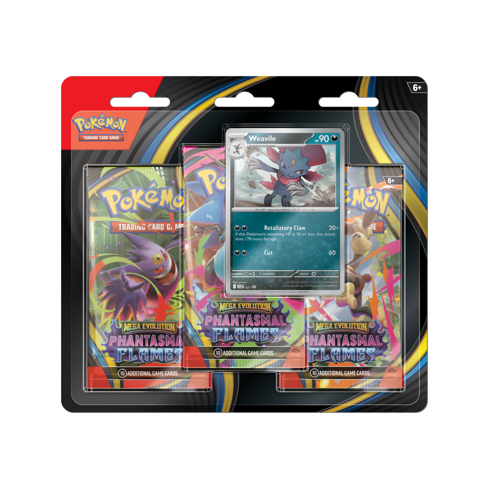 Pokémon TCG Mega Evolution Phantasmal Flames 3-Pack Blister – Weavile